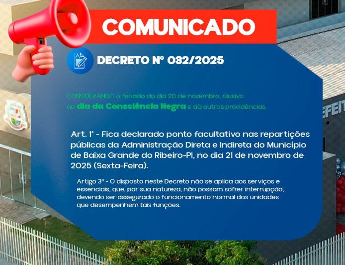 DECRETO Nº 032/2025 – Ponto Facultativo