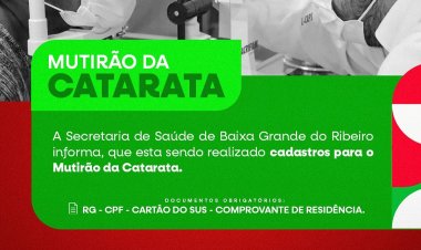 Secretaria Municipal de Saúde informa a população que estão abertas as incriçoes oara o mutirão de catarata