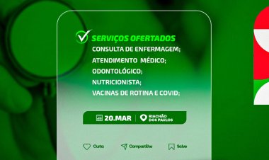 Secretaria Municipal de Saúde informa que terá atendimento Médico e Vacinas de rotina na Localidade Riachão dos Paulos