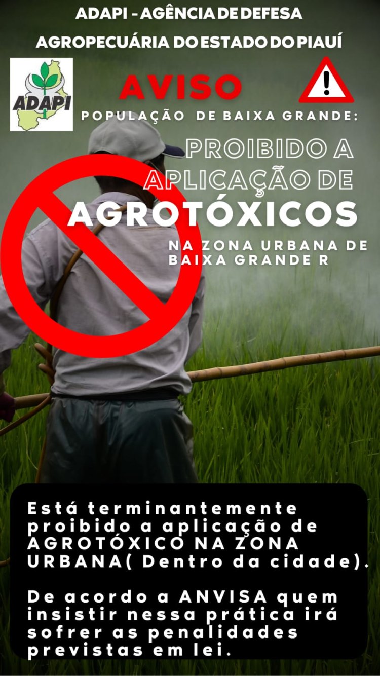 ADAPI alerta a população de Baixa Grande do Ribeiro ao uso de Agrotóxicos na Zona Urbana