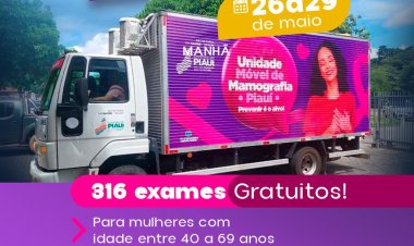 Caminhão da Mamografia estará em Baixa Grande do Ribeiro de 26 a 29 de maio com 316 exames gratuitos