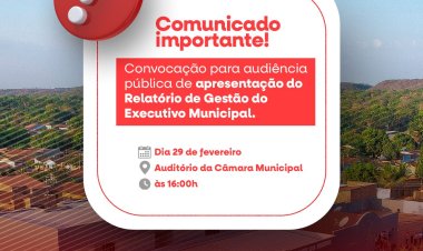 Prefeitura realizará Audiência Pública para apresentação do Relatório de Gestão do Executivo Municipal