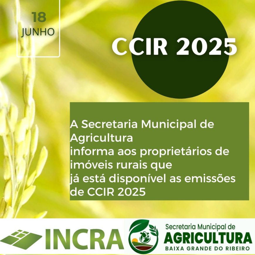 Atenção, proprietários rurais de Baixa Grande do Ribeiro - PI!