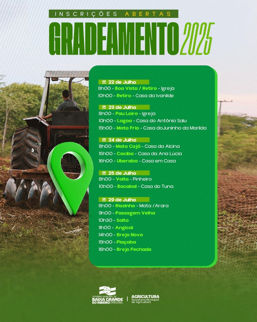 INSCRIÇÕES ABERTAS PARA O GRADEAMENTO 2025!