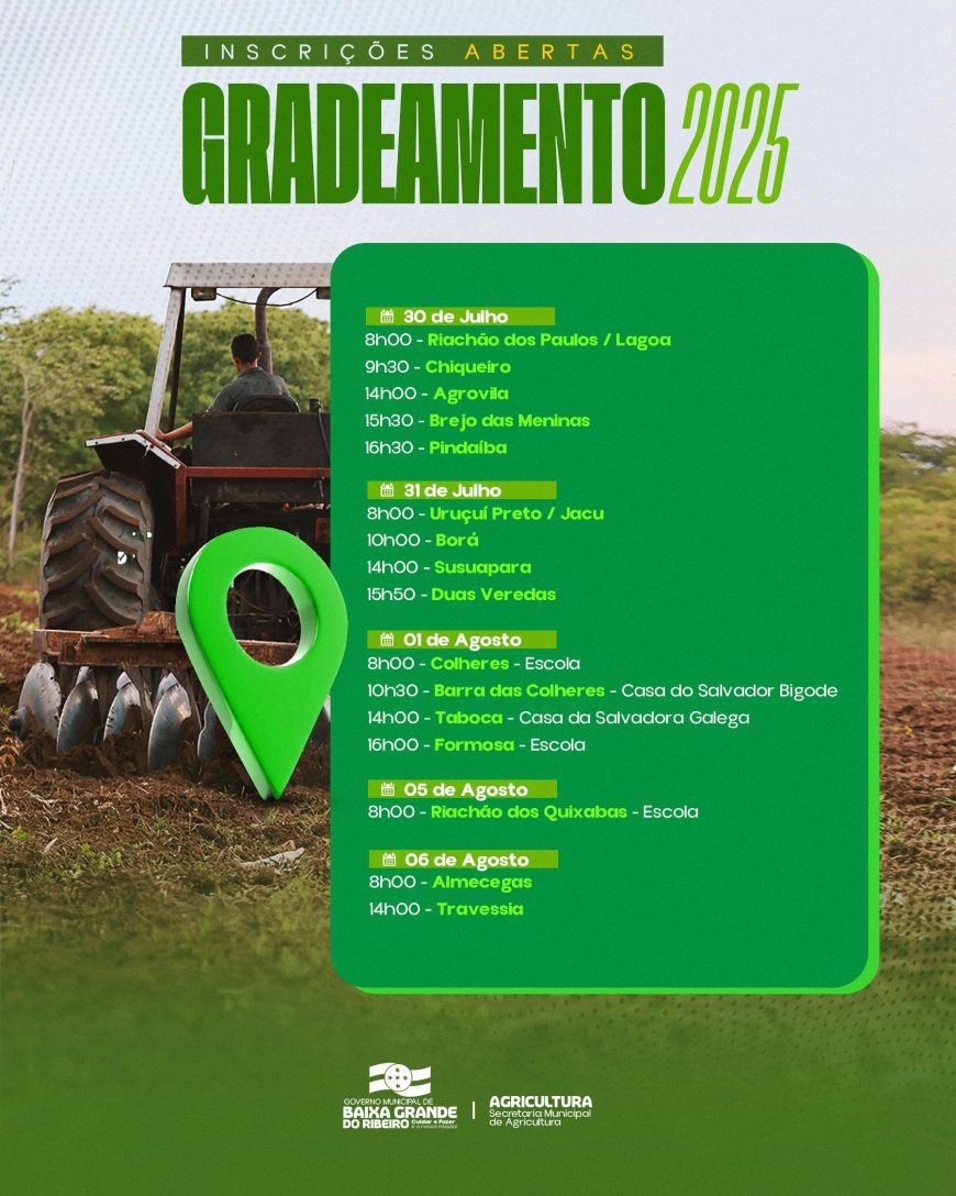 INSCRIÇÕES ABERTAS PARA O GRADEAMENTO 2025!