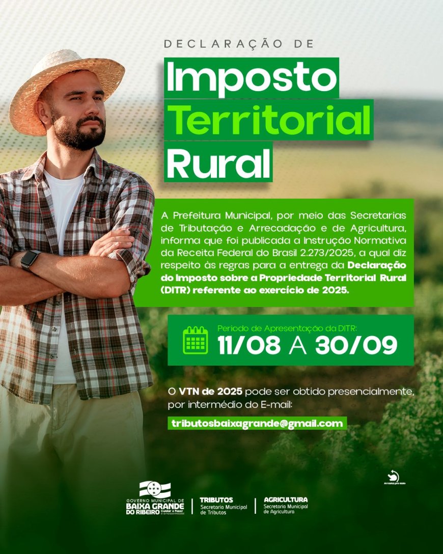 COMUNICADO IMPORTANTE À POPULAÇÃO RURAL