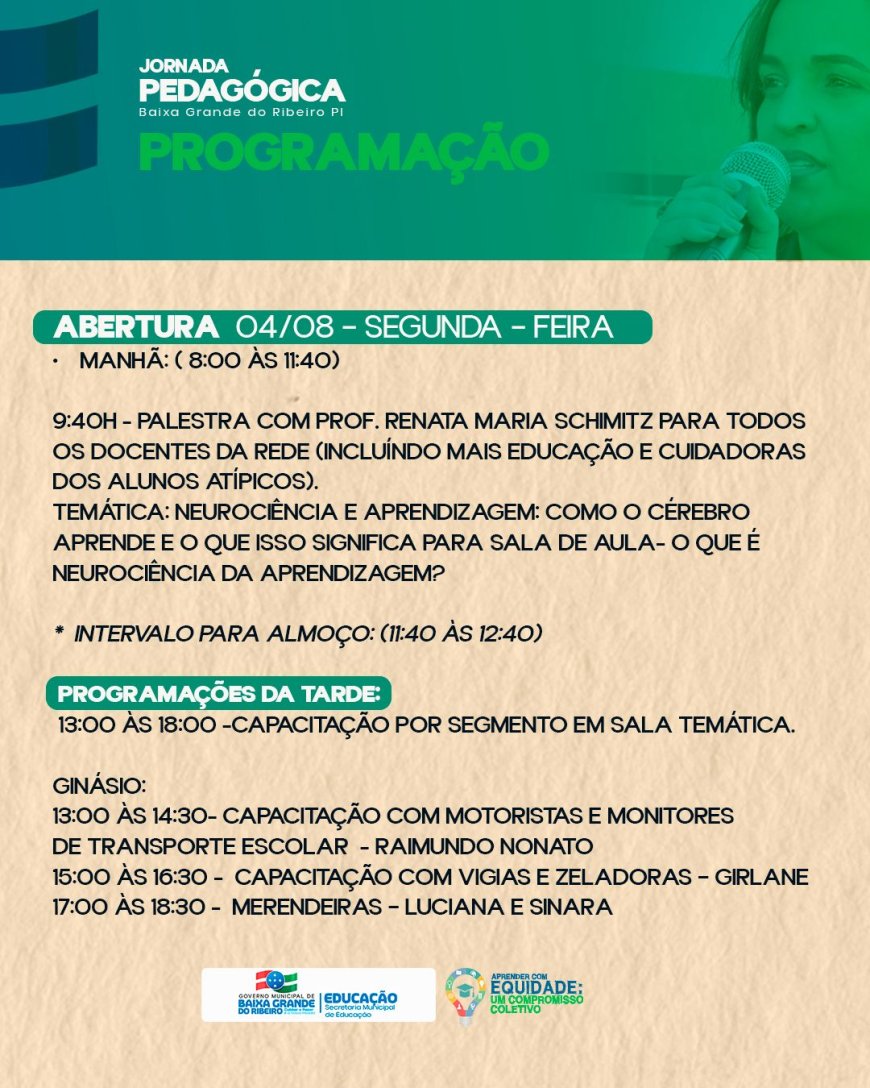 Jornada Pedagógica 2025 em Baixa Grande do Ribeiro