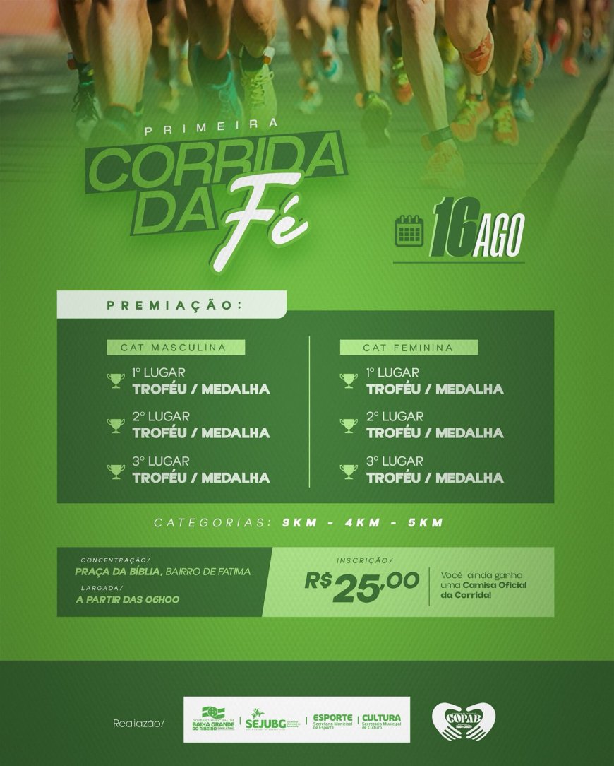 VEM AI A 1ª CORRIDA DA FÉ – UMA MANHÃ DE ESPORTE, FÉ E SUPERAÇÃO!
