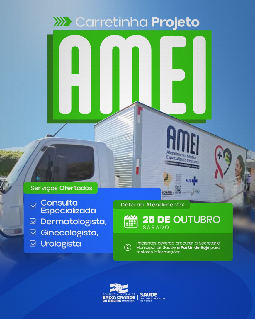 PROJETO AMEI ESTÁ CHEGANDO A BAIXA GRANDE DO RIBEIRO!