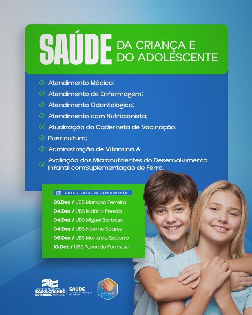 Saúde da Criança e Adolescente!