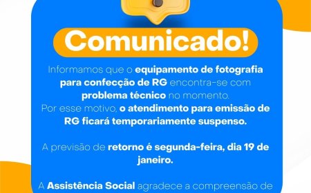 COMUNICADO OFICIAL – EMISSÃO DE RG