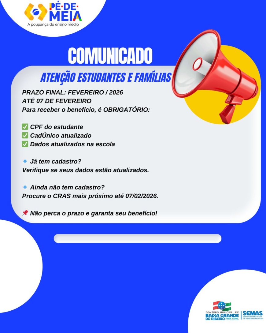 COMUNICADO OFICIAL – PROGRAMA PÉ-DE-MEIA 2026