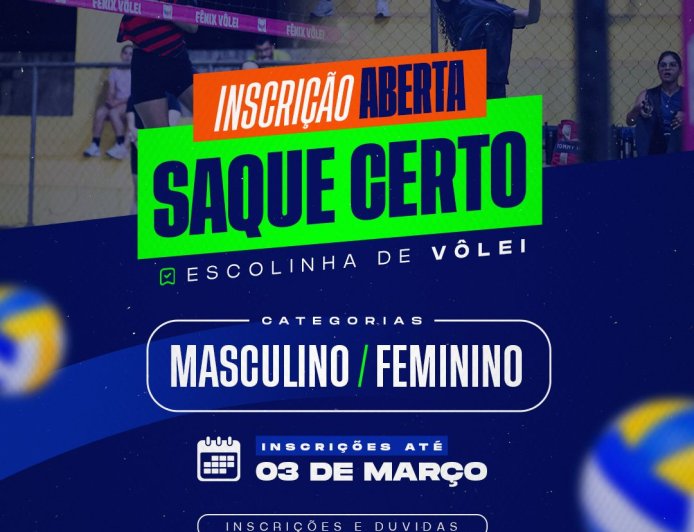 INSCRIÇÕES ABERTAS | SAQUE CERTO – ESCOLINHA DE VÔLEI