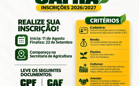 GARANTIA-SAFRA 2026/2027: INSCRIÇÕES ABERTAS