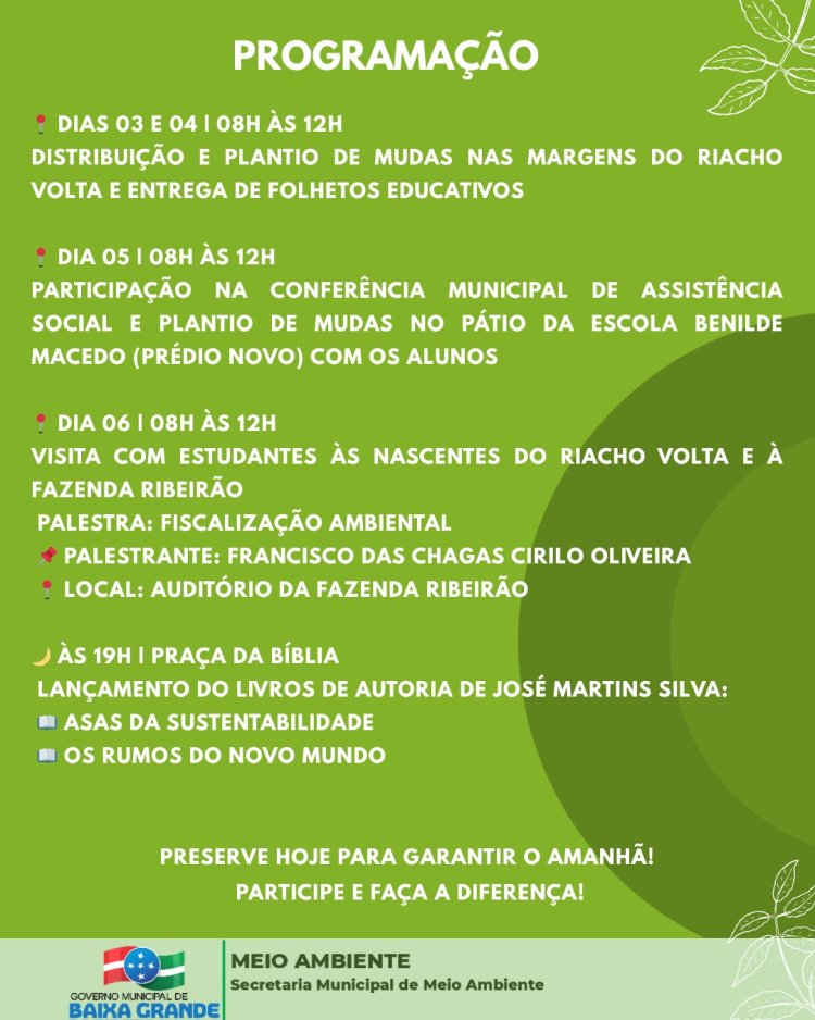 Semana do Meio Ambiente – 02 a 06 de Junho