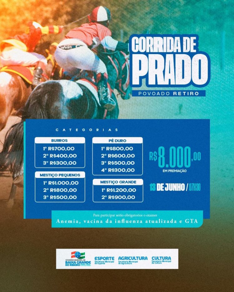 Nota Oficial – Corrida de Prado no Povoado Retiro